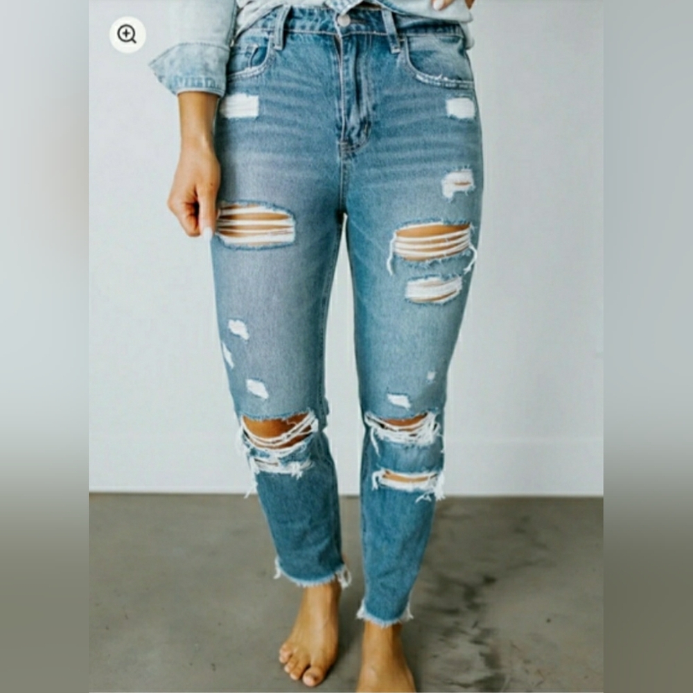 VERVET by FLYING MONKEY EMMA DISTRESSED MOM JEANS